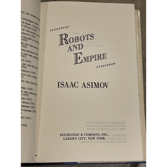 Isaac Asimov Robots and Empire 1985 Doubleday 1st Edition Book Club HCDJ - Picture 2 of 12